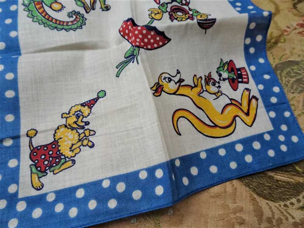 ADORABLE Vintage Childrens Handkerchief Clown and… - image 2