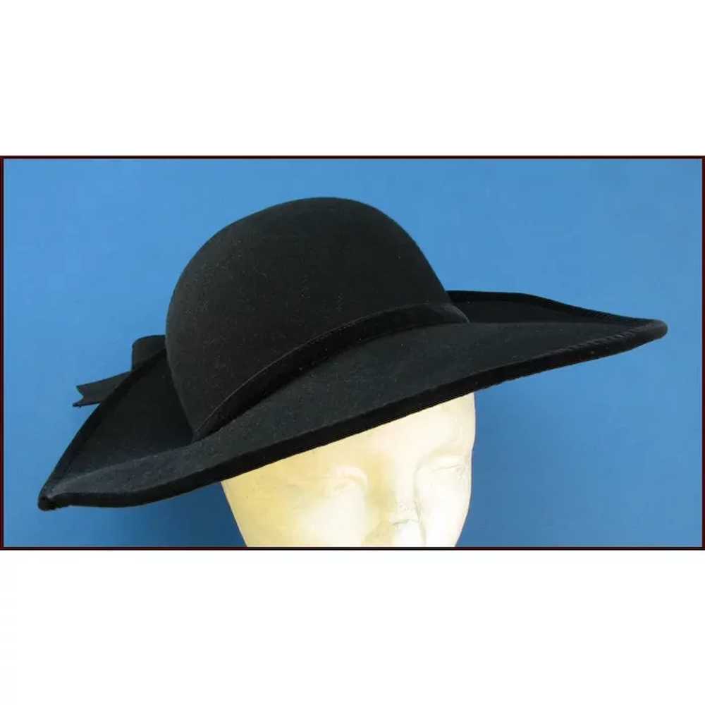 Dramatic MR. JOHN Wide Brimmed Black Felt Hat - image 2