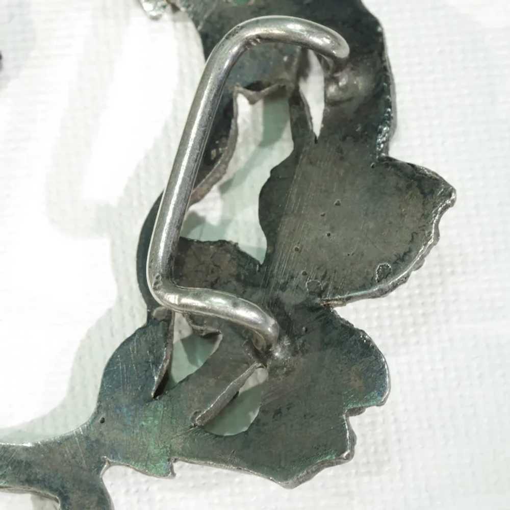 Silver Buckle Clasp with Frilly Iris and Leaf Mot… - image 4