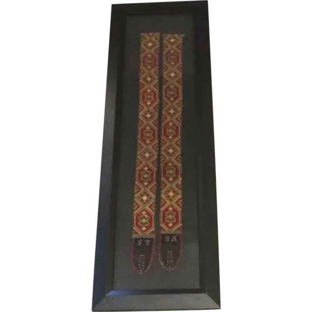 19th Century Embroidered Suspenders Framed - image 1
