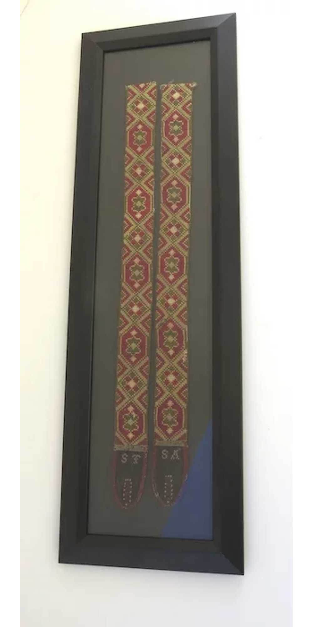 19th Century Embroidered Suspenders Framed - image 2