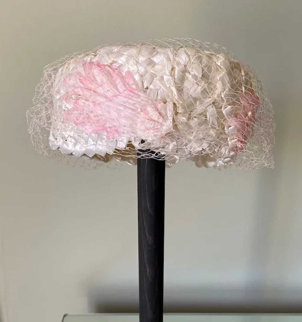 Vintage White Hat with Pink Trim - image 2