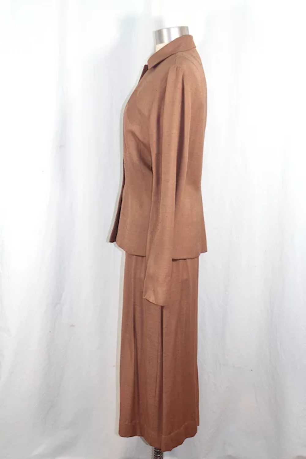 Vintage 1950s Light Brown Rayon Shantung Skirt Su… - image 8