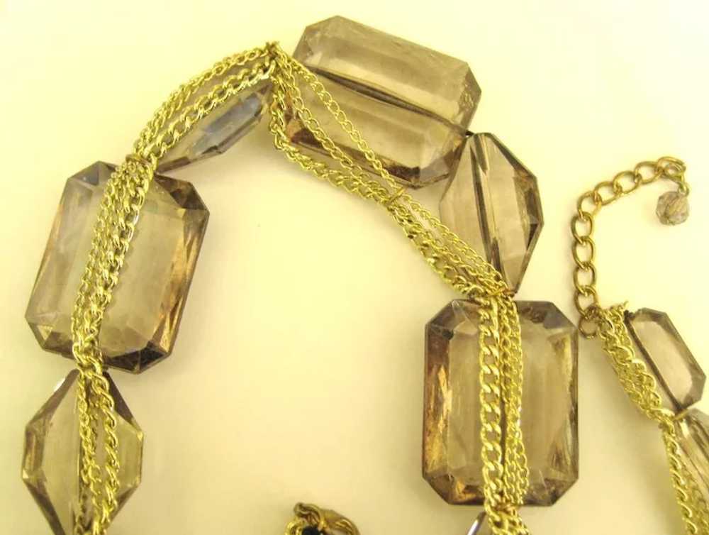 Chunky Vintage Faux Smokey Quartz Lucite & Chain … - image 2