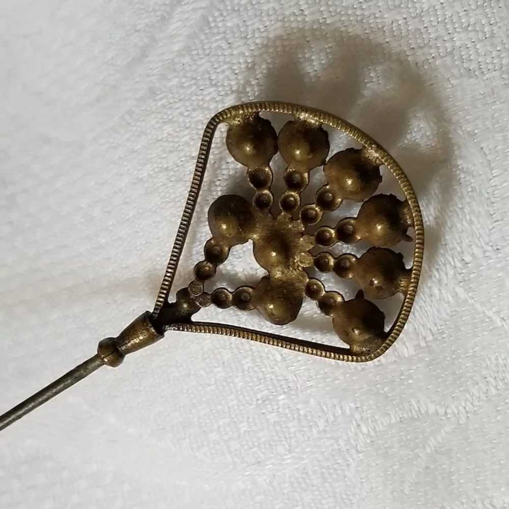 Vintage Fan-Shaped Hat Pin - image 3