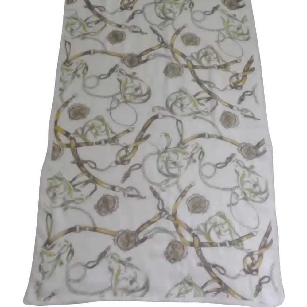 Vintage Rectangular Equestrian Silk Scarf - image 1