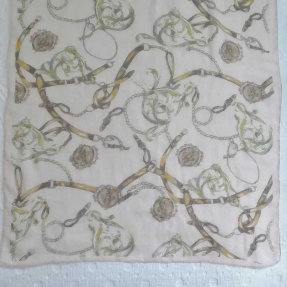 Vintage Rectangular Equestrian Silk Scarf - image 2