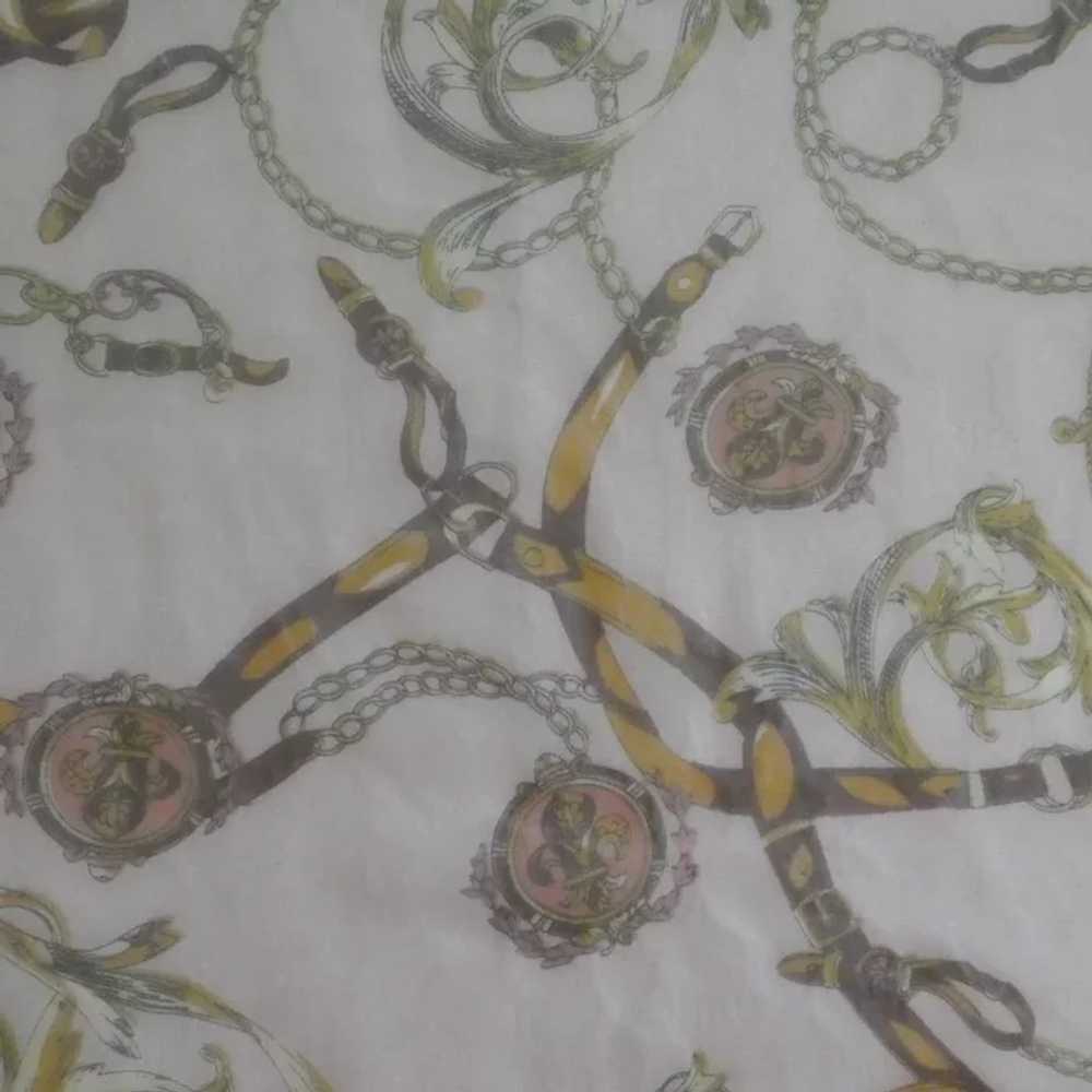 Vintage Rectangular Equestrian Silk Scarf - image 3