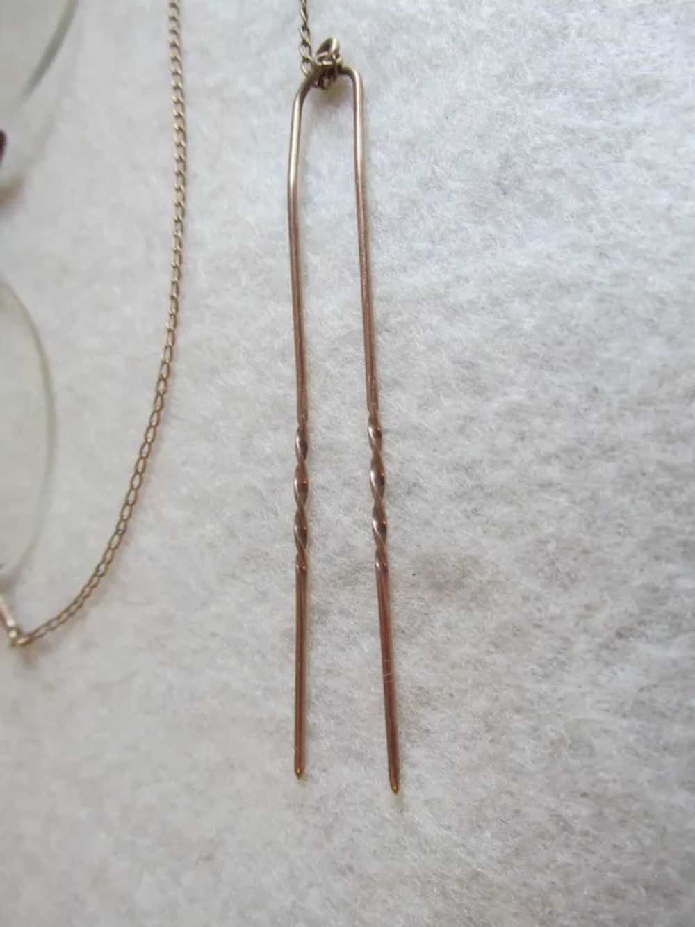Antique Ladies Pince Nez Eyeglasses with Hairpin,… - image 3