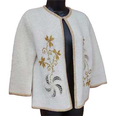 Iconic 1960s Sweater Size Medium Sparkling Gold T… - image 1