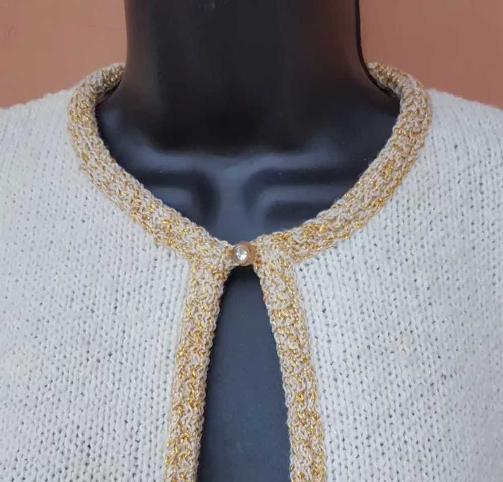 Iconic 1960s Sweater Size Medium Sparkling Gold T… - image 3