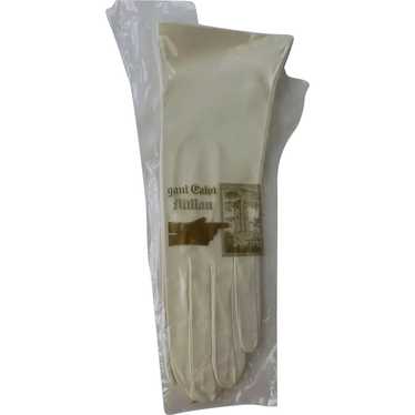 Vintage Longer French White Leather Gloves Calvi - image 1