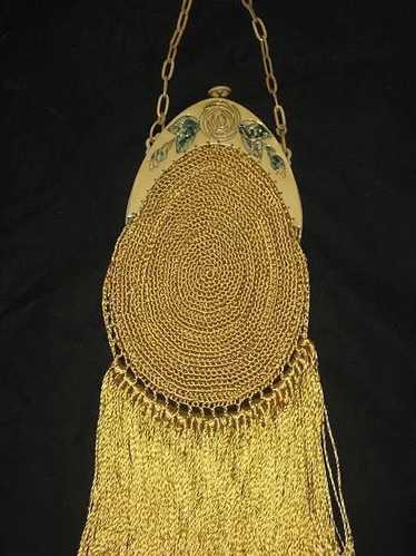 Vintage Carved Celluloid Frame Purse w/Hand Croche
