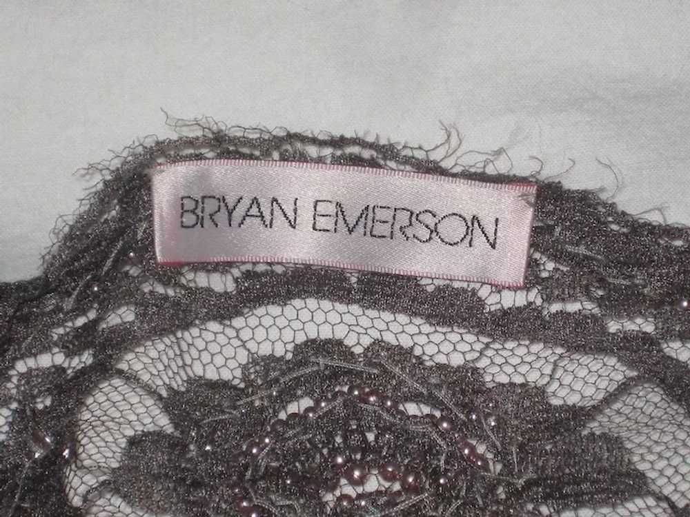 1980's Bryan Emerson Hand Beaded Grey Floral Net … - image 9