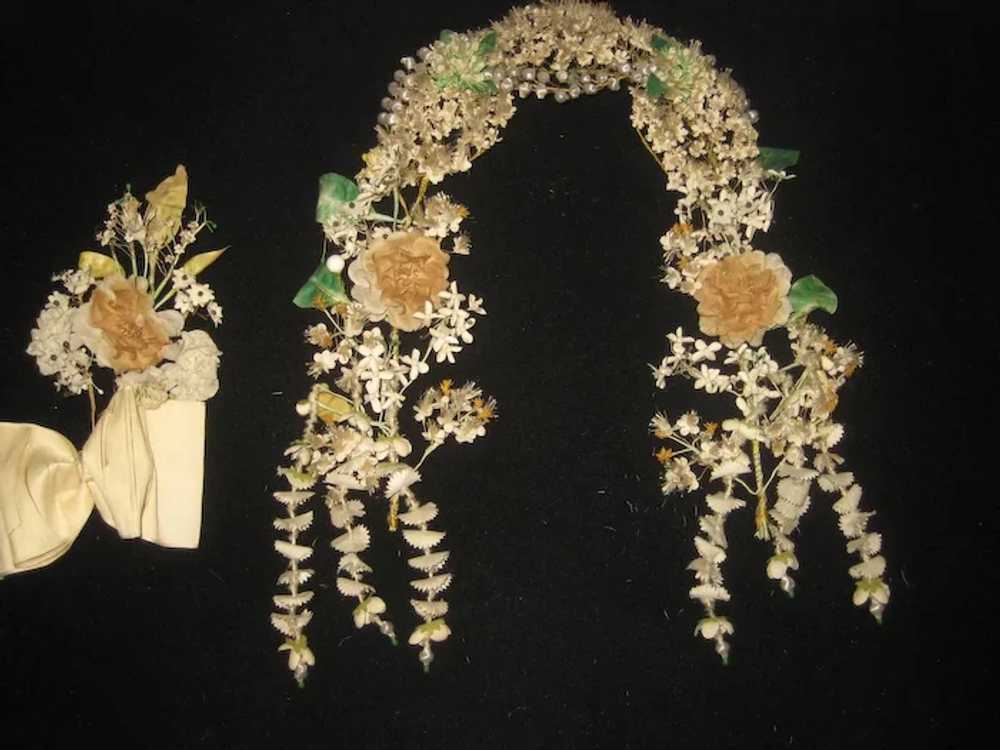 2 Piece Antique French Wedding Tiara w/Tendrils &… - image 7