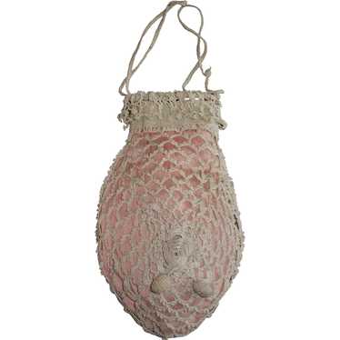 Tatted Crochet Drawstring Dance Purse With Silk L… - image 1