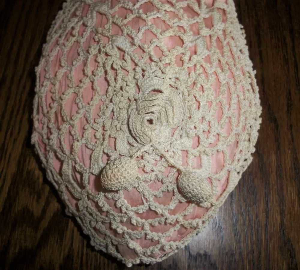 Tatted Crochet Drawstring Dance Purse With Silk L… - image 3