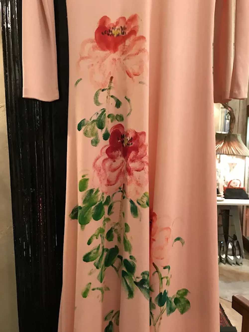 Vintage 1960's Hand Painted Blush Mimosa Dress - image 4
