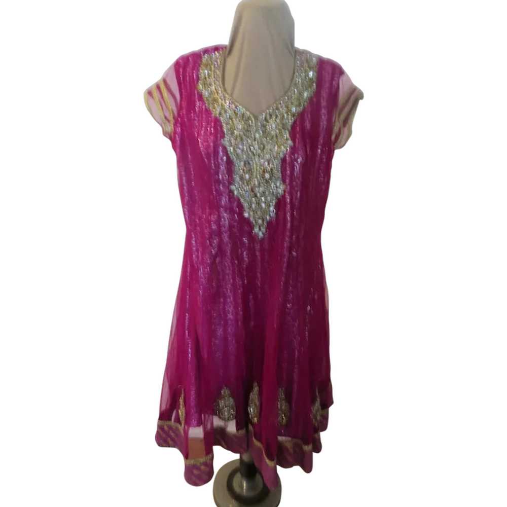 Beaded and Embellished Fuchsia Dress - image 1