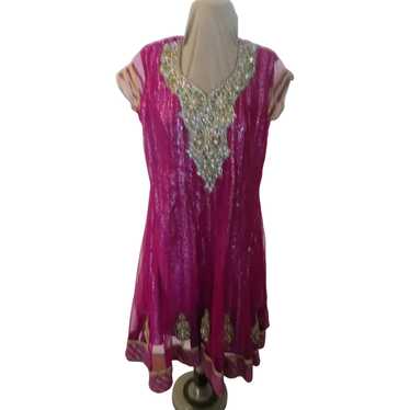 Beaded and Embellished Fuchsia Dress - image 1