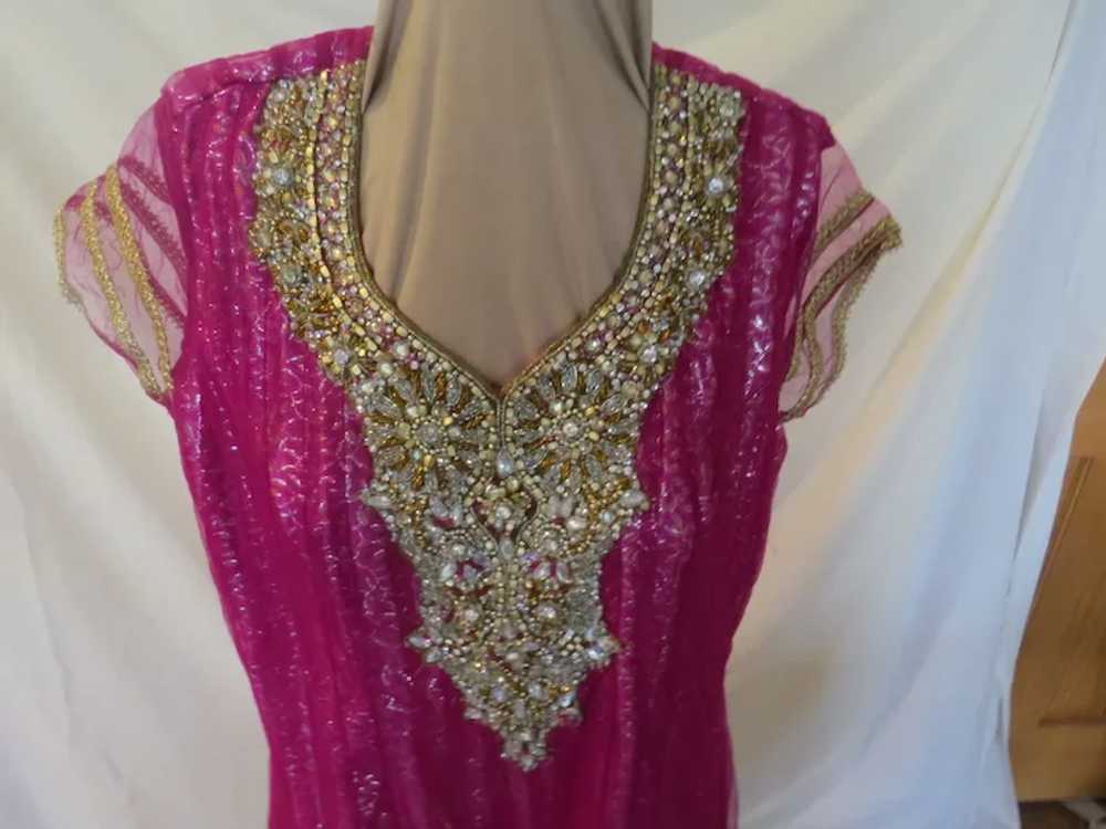 Beaded and Embellished Fuchsia Dress - image 2