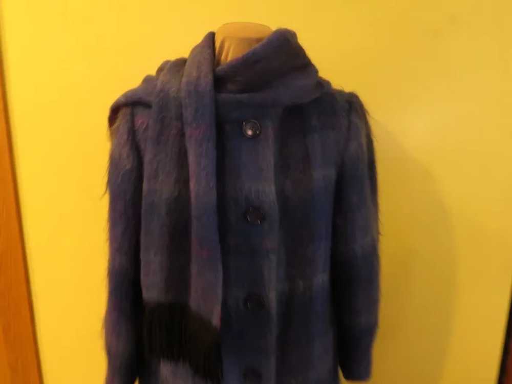 Paul Levy Designs Blue Plaid Mohair Coat with Sca… - image 2