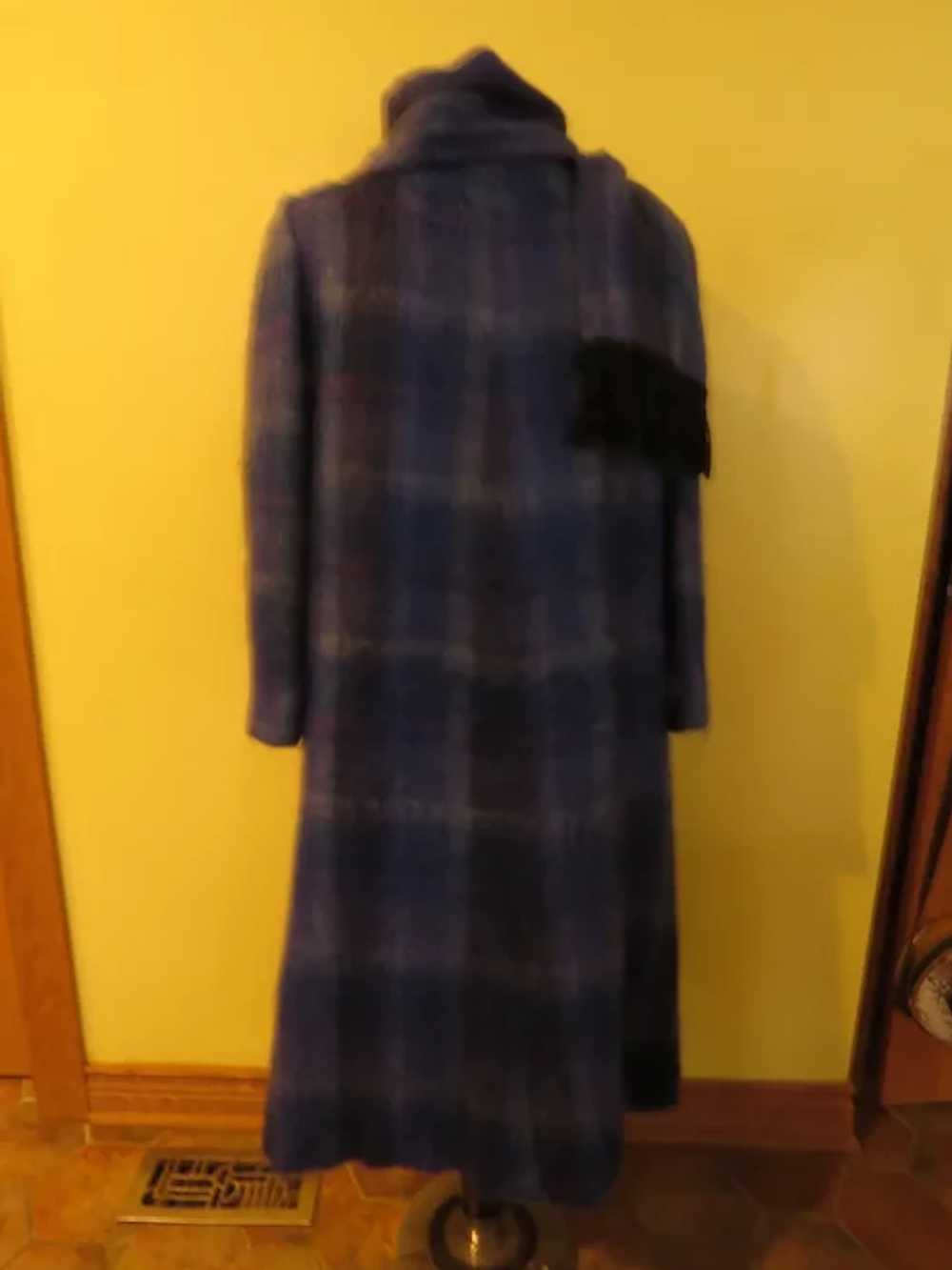 Paul Levy Designs Blue Plaid Mohair Coat with Sca… - image 6