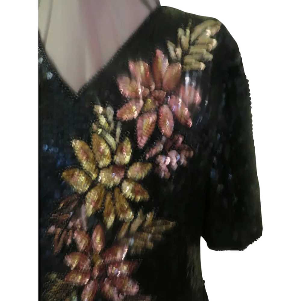 Golden Flower Sequin Silk Top/blouse - image 1
