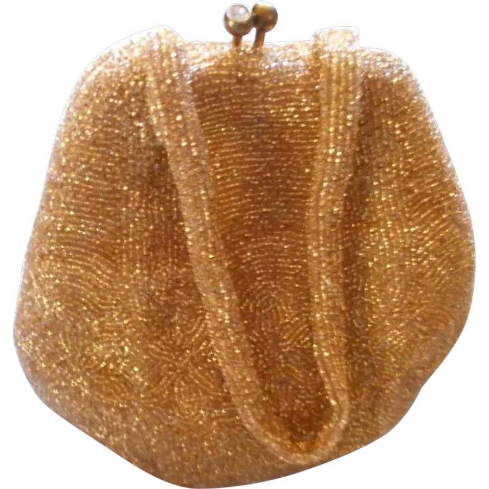 Walborg Gold Beaded Vintage Evening Bag - image 1