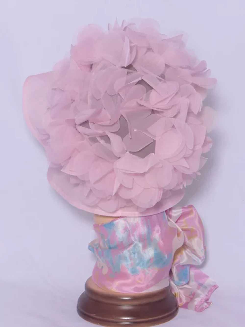 Vintage 1960s Pink Nylon Petals Bucket Hat Beach … - image 3