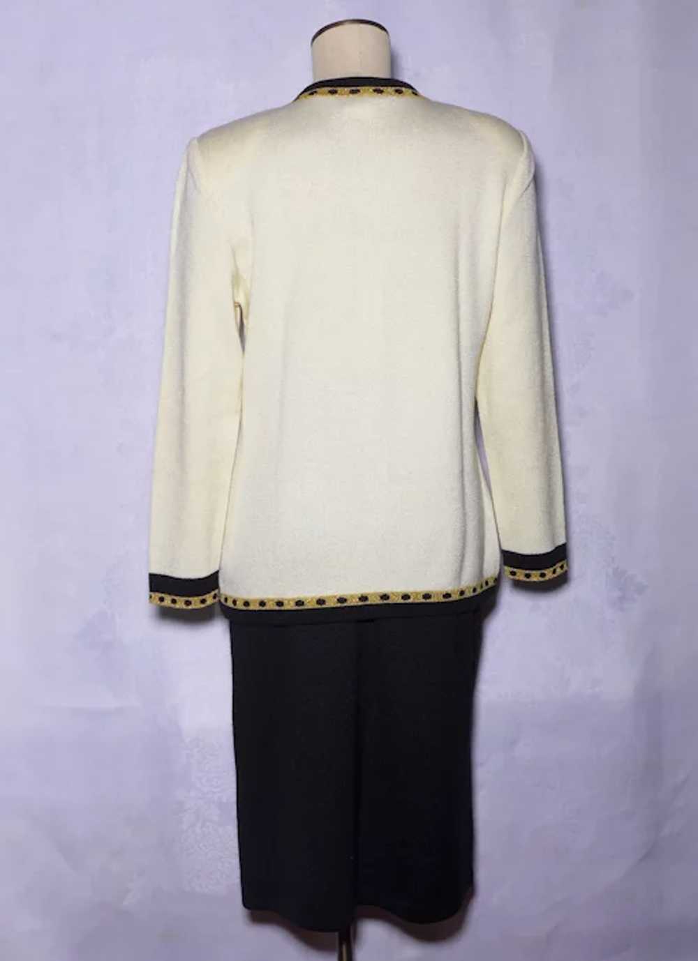Vintage 1980s-90s Mita Ladies Knit Suit Black/Cre… - image 3