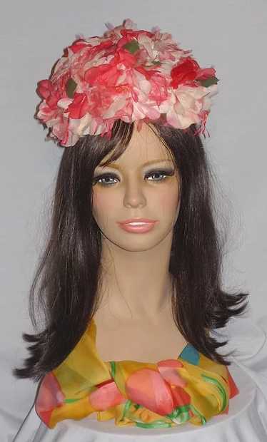 Vintage 1960s Schiaparelli Floral Bubble Toque Hat - image 1