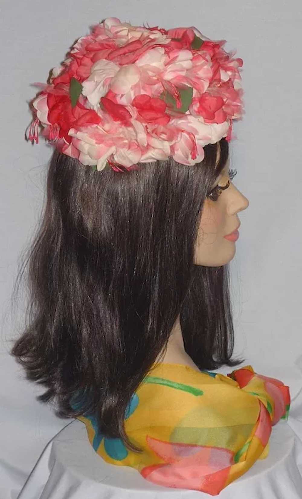 Vintage 1960s Schiaparelli Floral Bubble Toque Hat - image 2