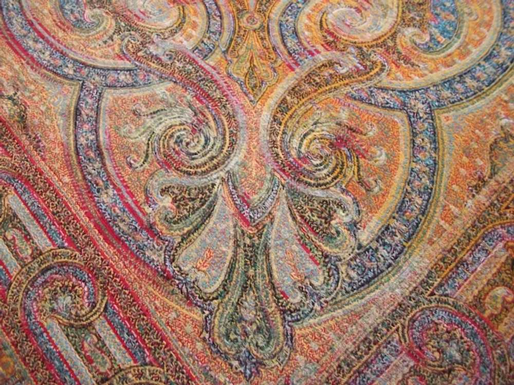 Antique Victorian Paisley Shawl - Fine Weave - 72… - image 10