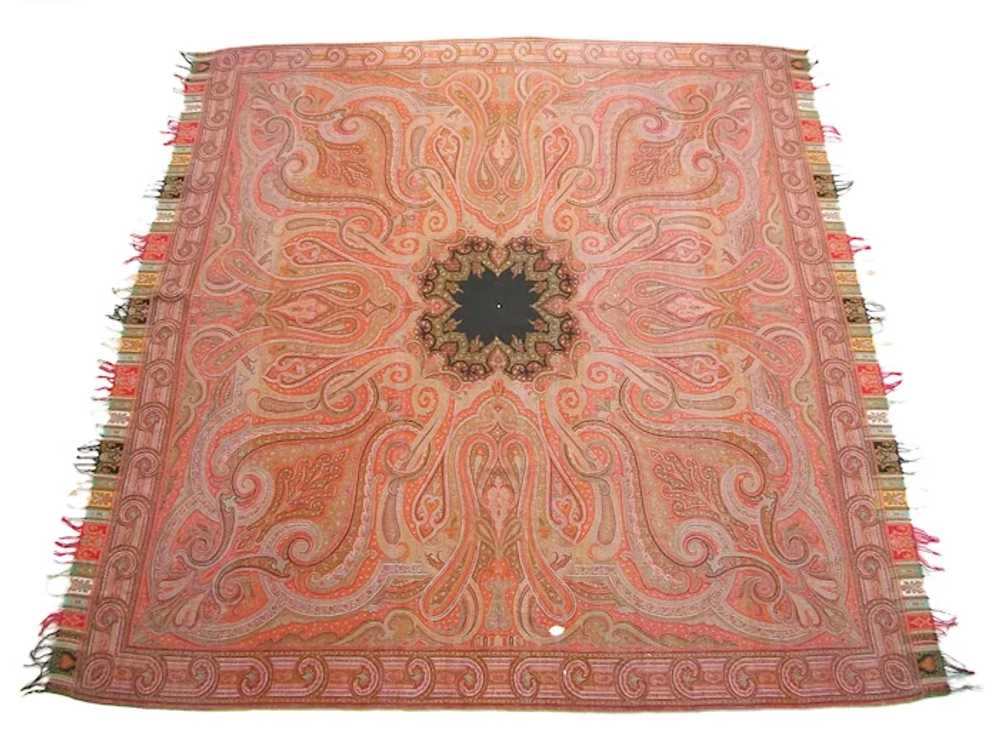 Antique Victorian Paisley Shawl - Fine Weave - 72… - image 2