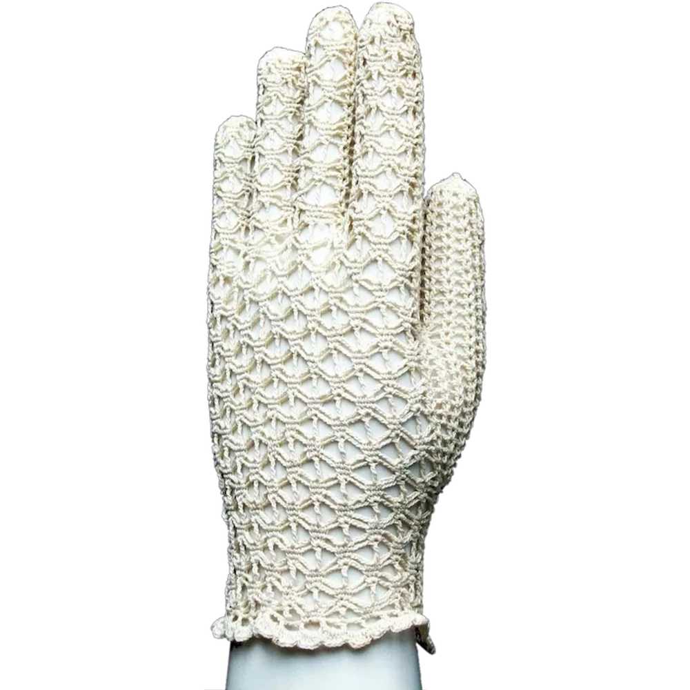 Vintage Women's Crocheted Dress Gloves - 100% Cot… - image 1