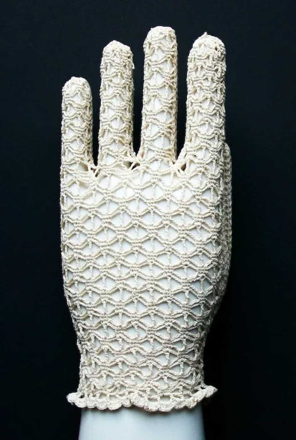 Vintage Women's Crocheted Dress Gloves - 100% Cot… - image 2