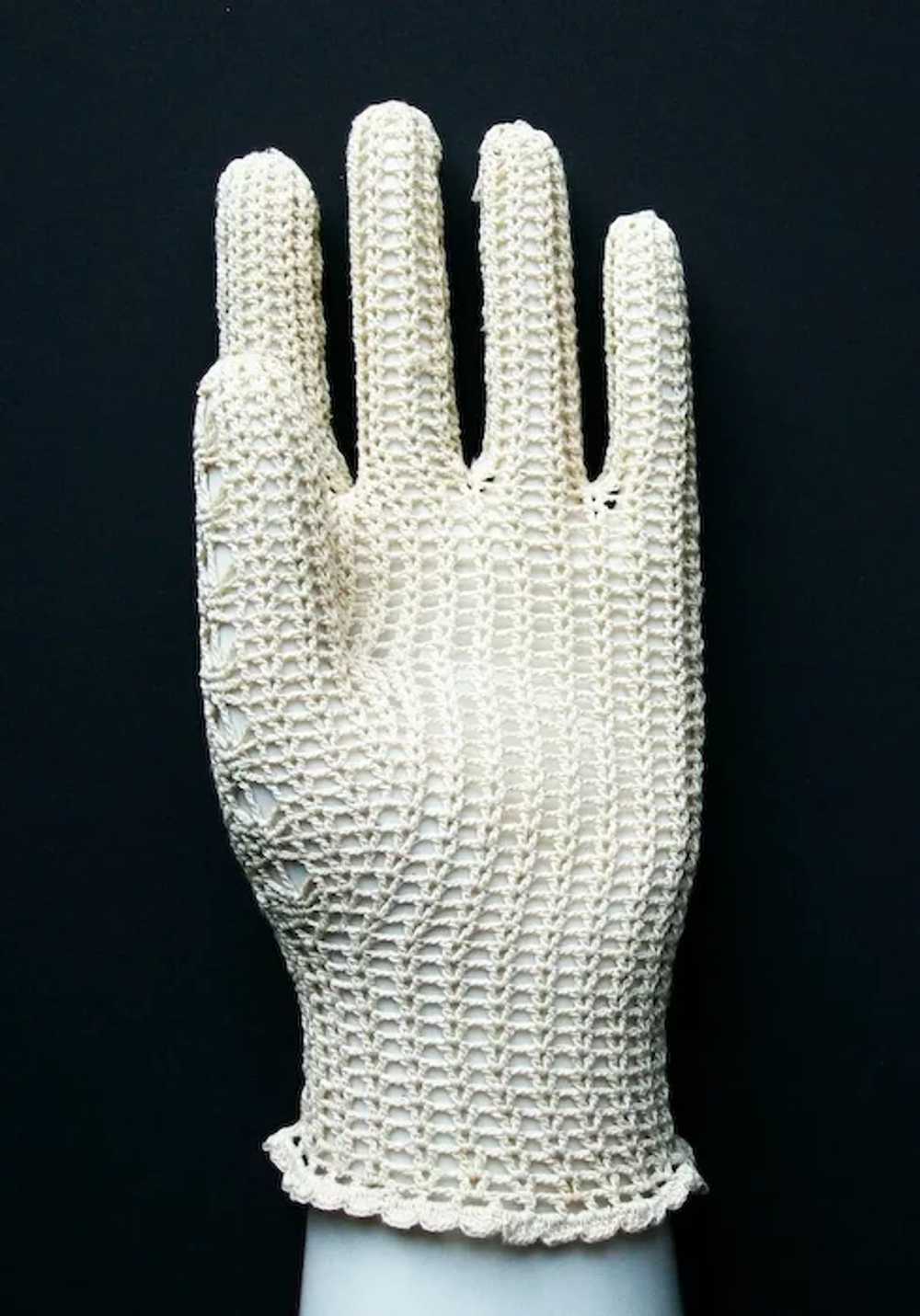 Vintage Women's Crocheted Dress Gloves - 100% Cot… - image 3
