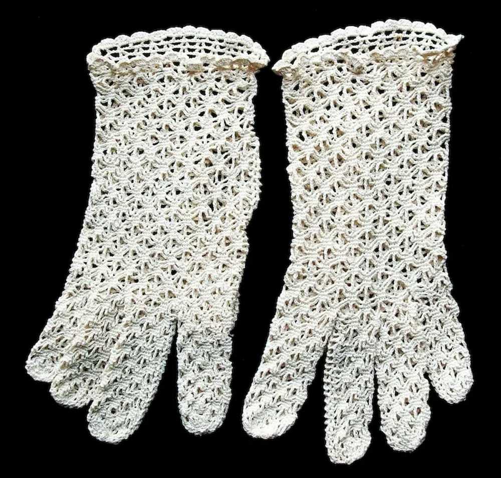 Vintage Women's Crocheted Dress Gloves - 100% Cot… - image 4