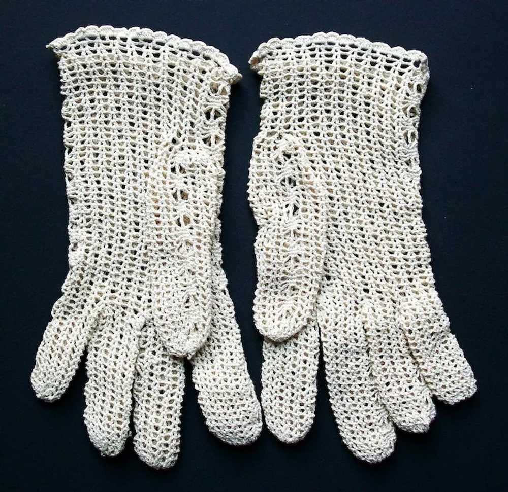 Vintage Women's Crocheted Dress Gloves - 100% Cot… - image 5