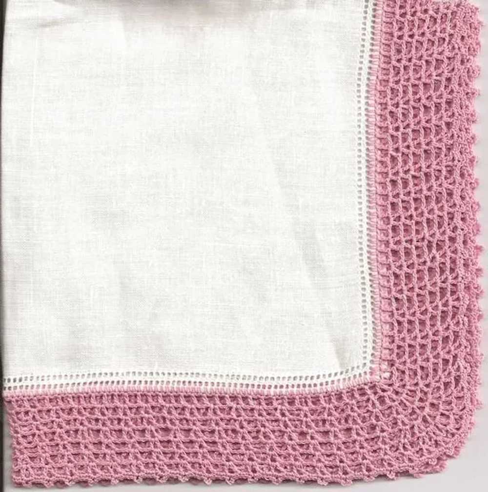 Lovely Linen Hankie Handkerchief with Wide Dusty … - image 1
