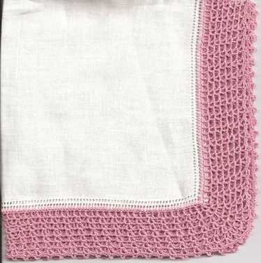Lovely Linen Hankie Handkerchief with Wide Dusty … - image 1