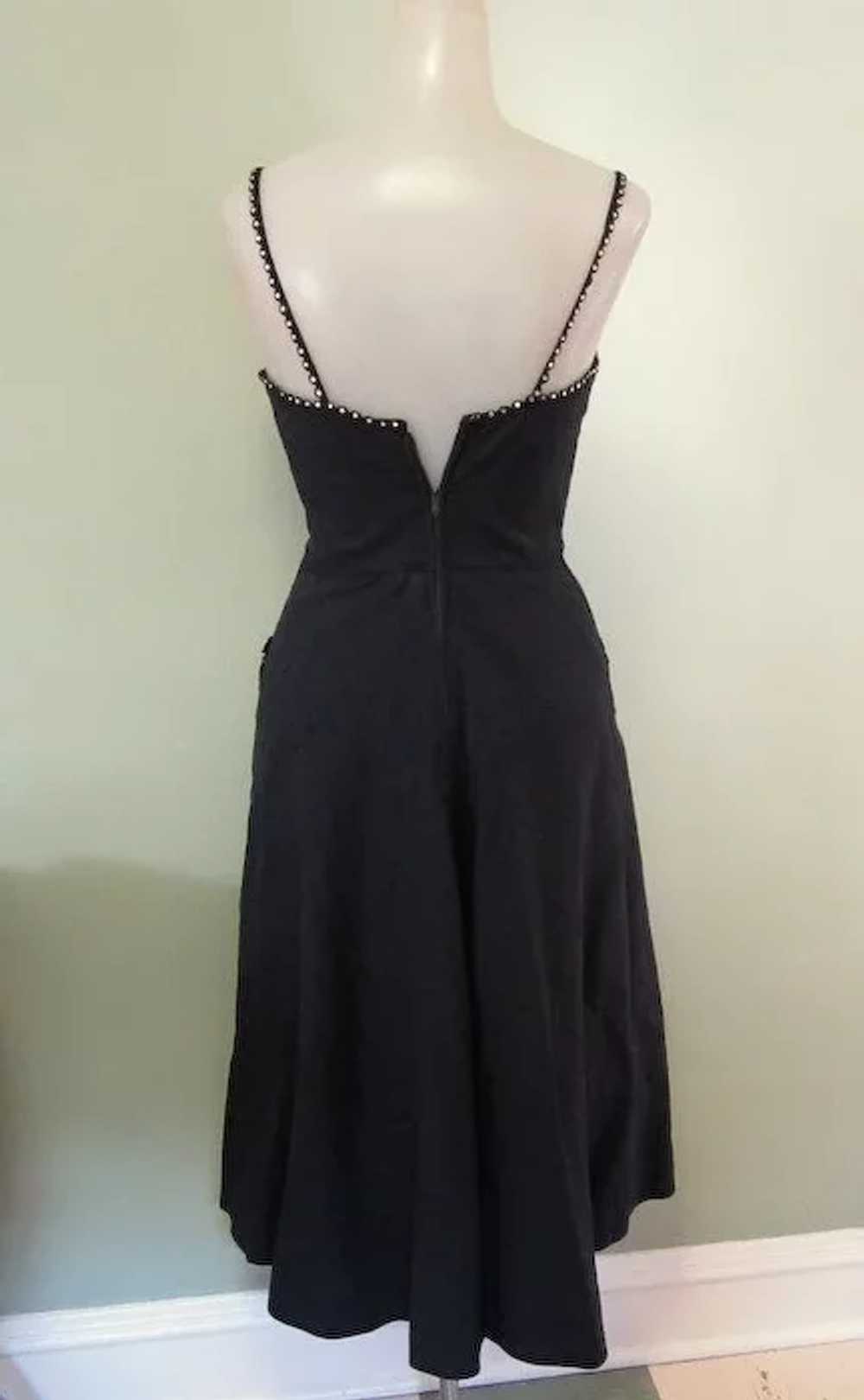 Rhinestone Cocktail Dress, Black, 50's, Vintage - image 3