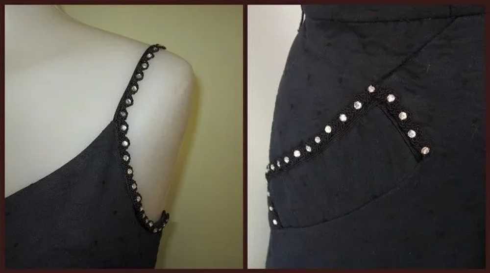 Rhinestone Cocktail Dress, Black, 50's, Vintage - image 6