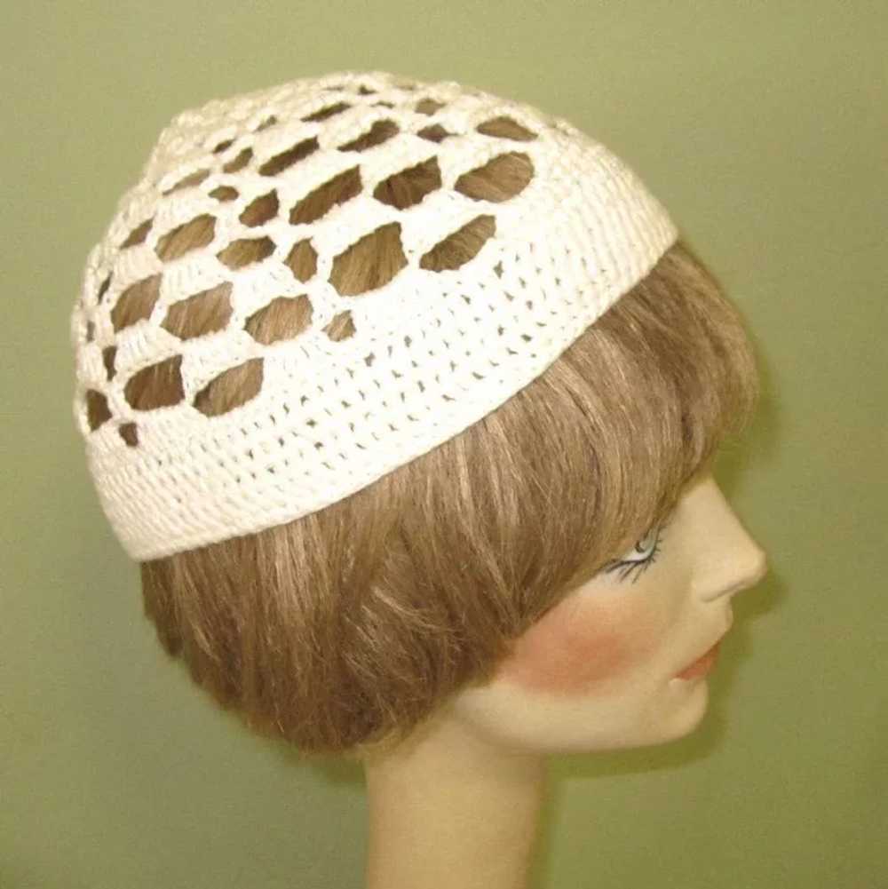 Vintage Lace Hat, Crocheted Cap, 60's - image 3