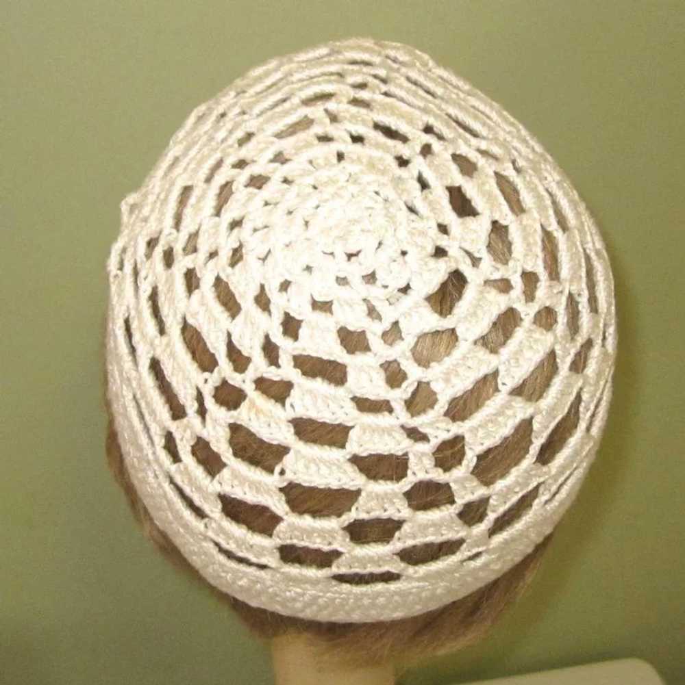 Vintage Lace Hat, Crocheted Cap, 60's - image 4