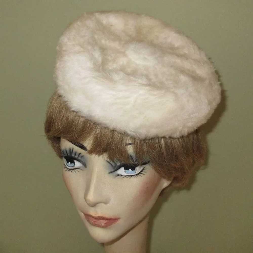 Pill Box Hat, Vintage Faux Fur - image 2