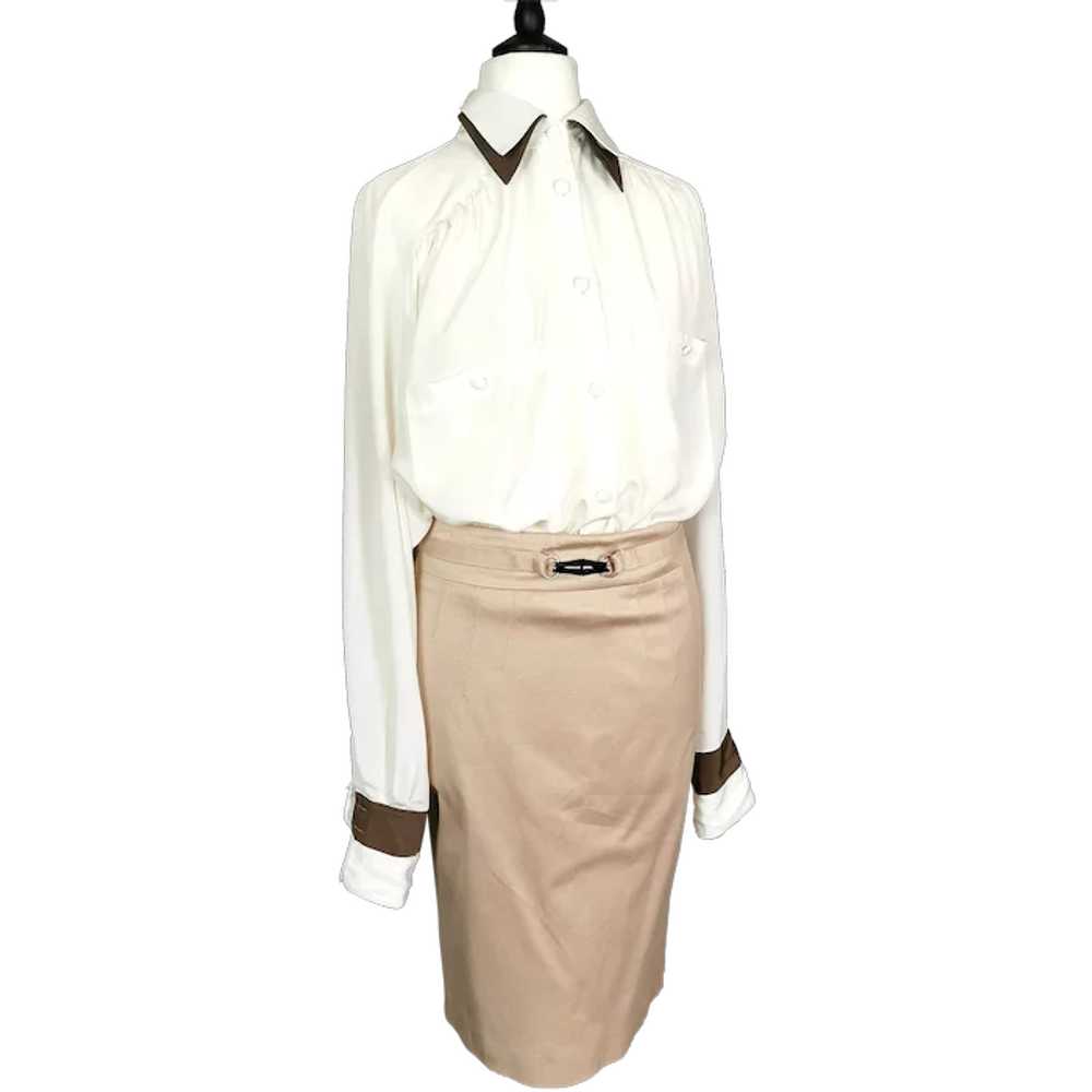 Vintage Gucci Tom Ford bamboo trim pencil skirt - image 1