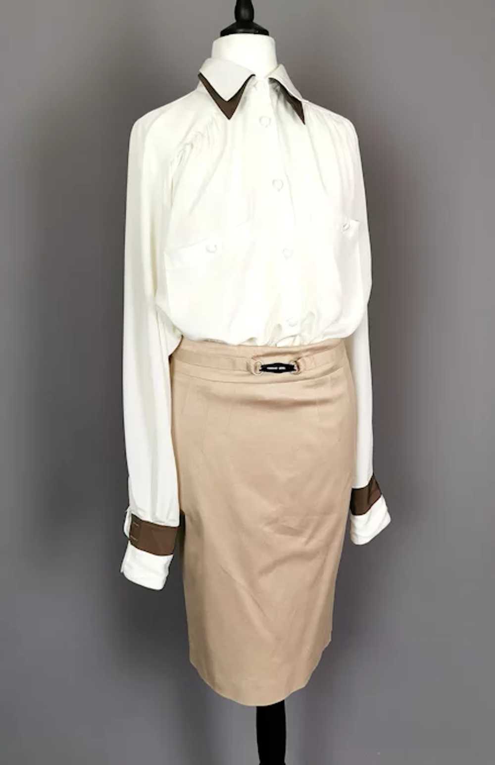 Vintage Gucci Tom Ford bamboo trim pencil skirt - image 2