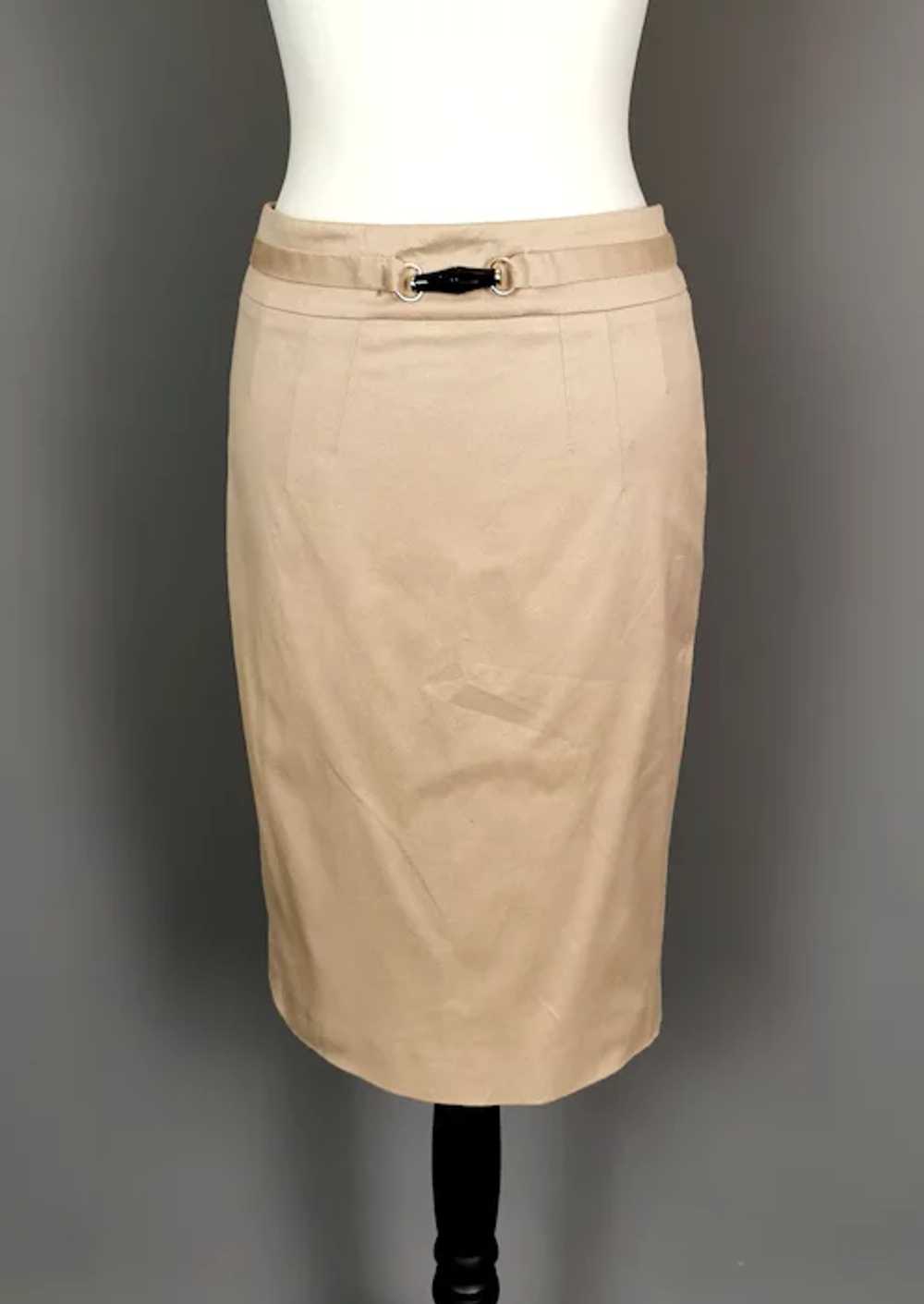 Vintage Gucci Tom Ford bamboo trim pencil skirt - image 3